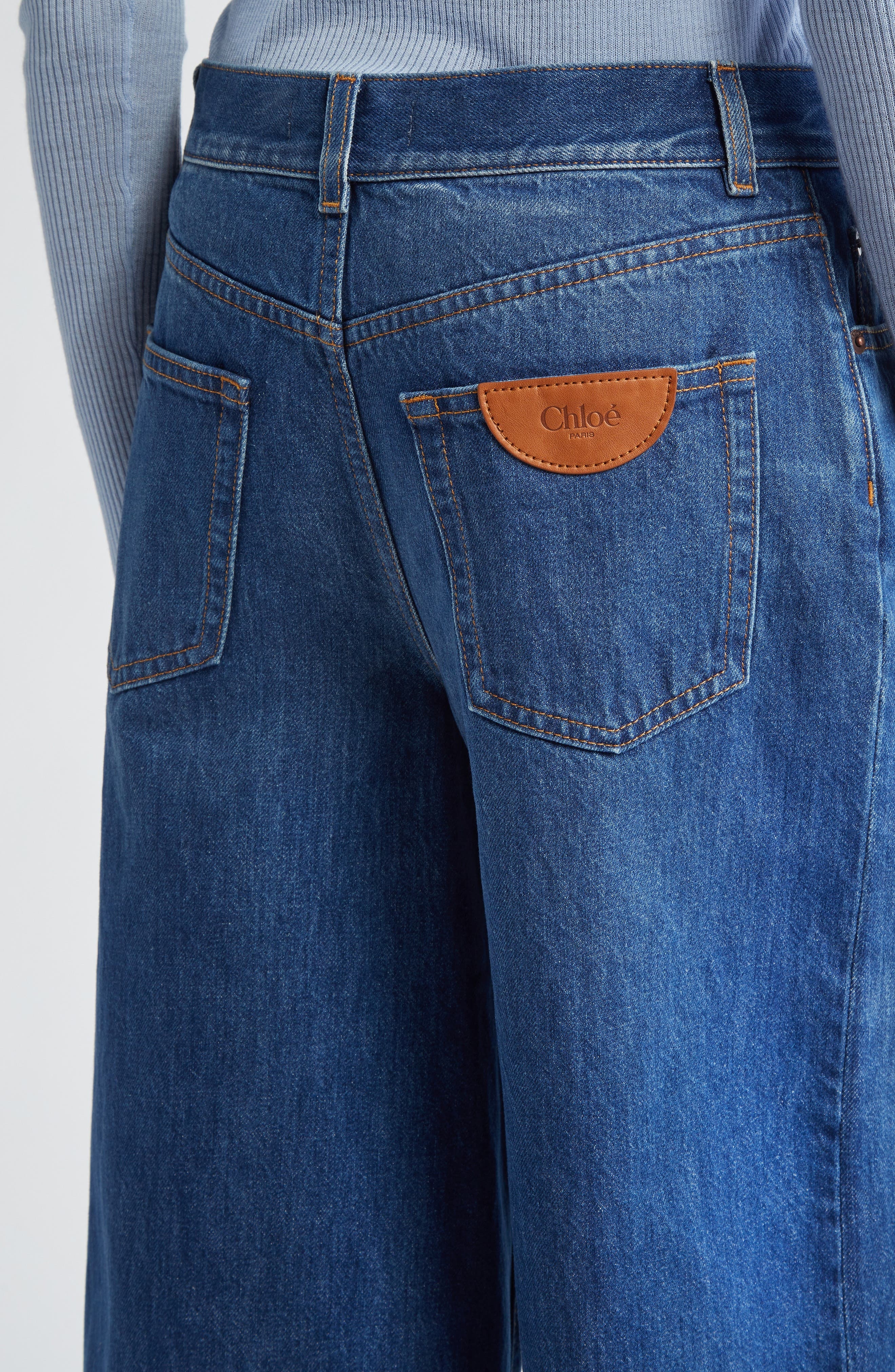 Chloé High Waist Wide Leg Jeans in Night Blue at Nordstrom - 5