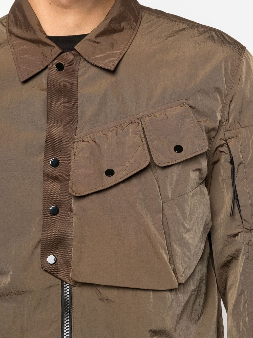 pocket-detail zip-up shirt - 5