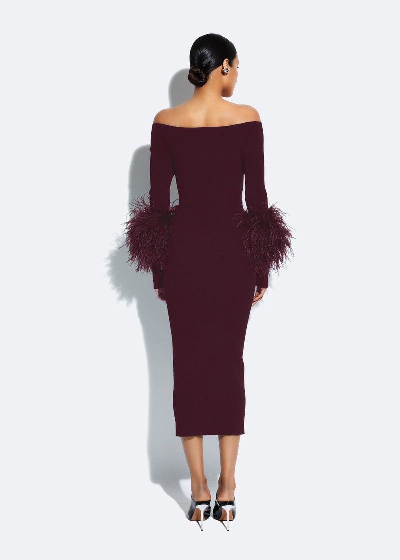 Matte Viscose Cross Front Dress With Feathers 3