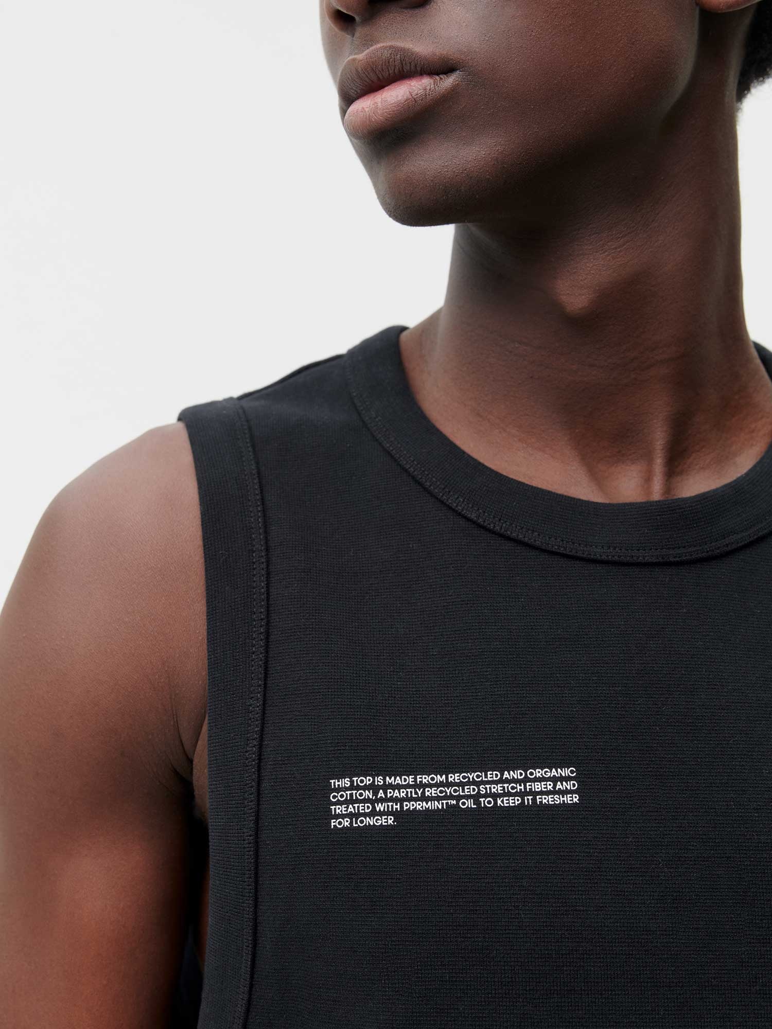 Men's Cotton Tank Top - Black - 4