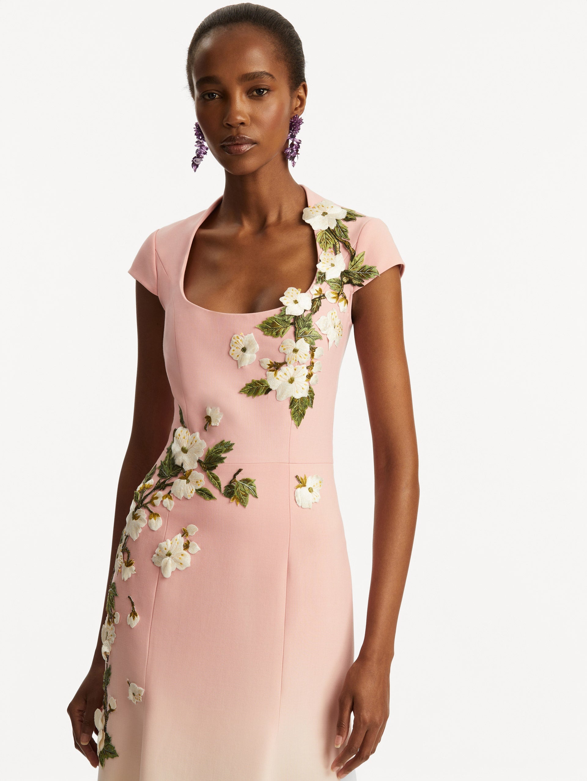 CHERRY BLOSSOM EMBROIDERED OMBRÉ DRESS - 5