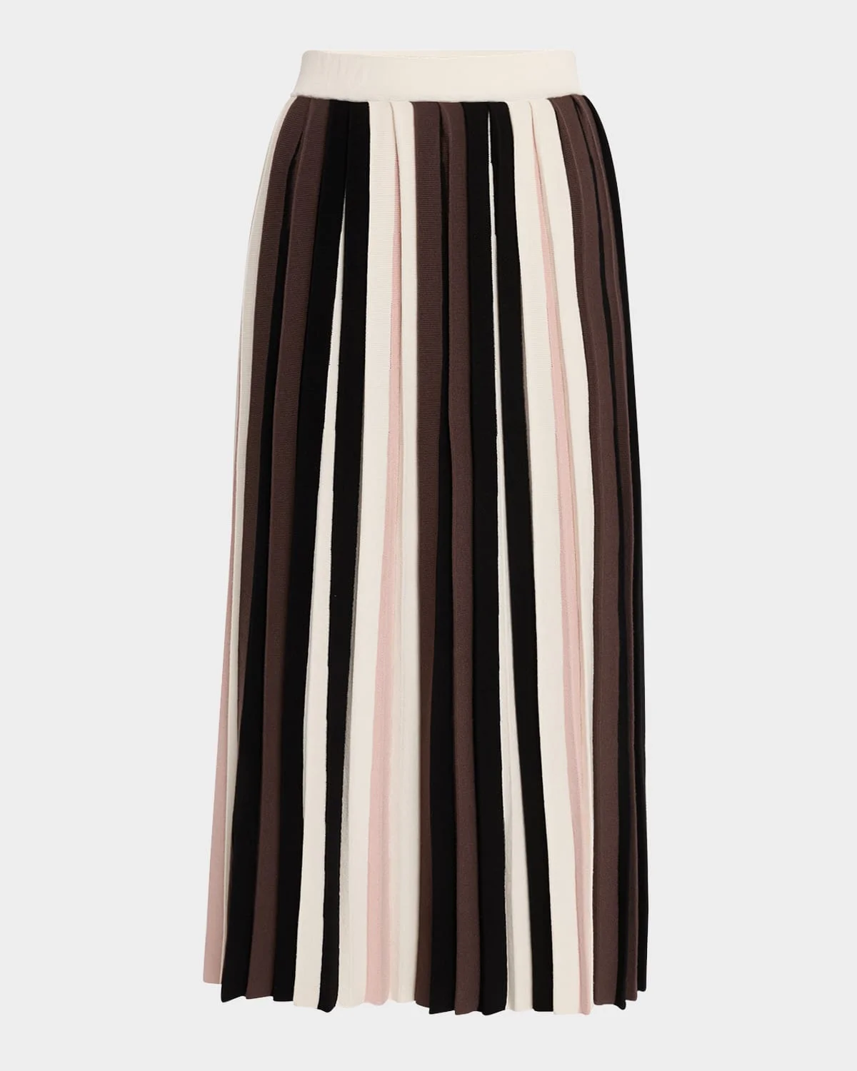 Pleiadi Striped Pleated Knit Midi Skirt - 1