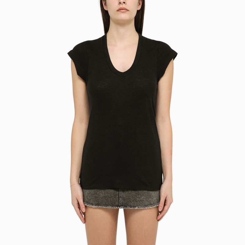 Black linen T-shirt - 1