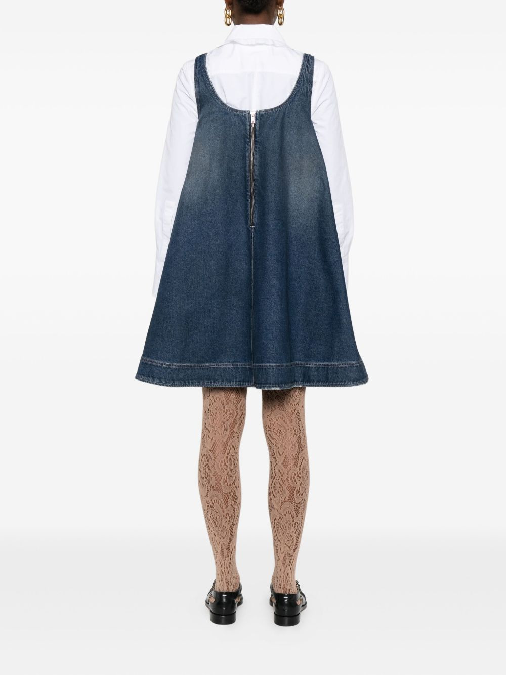 distressed-effect denim mini dress - 4