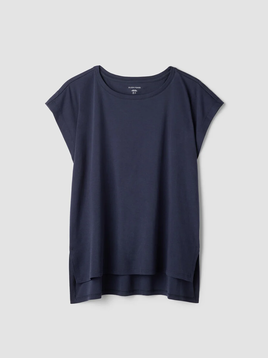 Organic Cotton Interlock Jewel Neck Sleep Tee - 1
