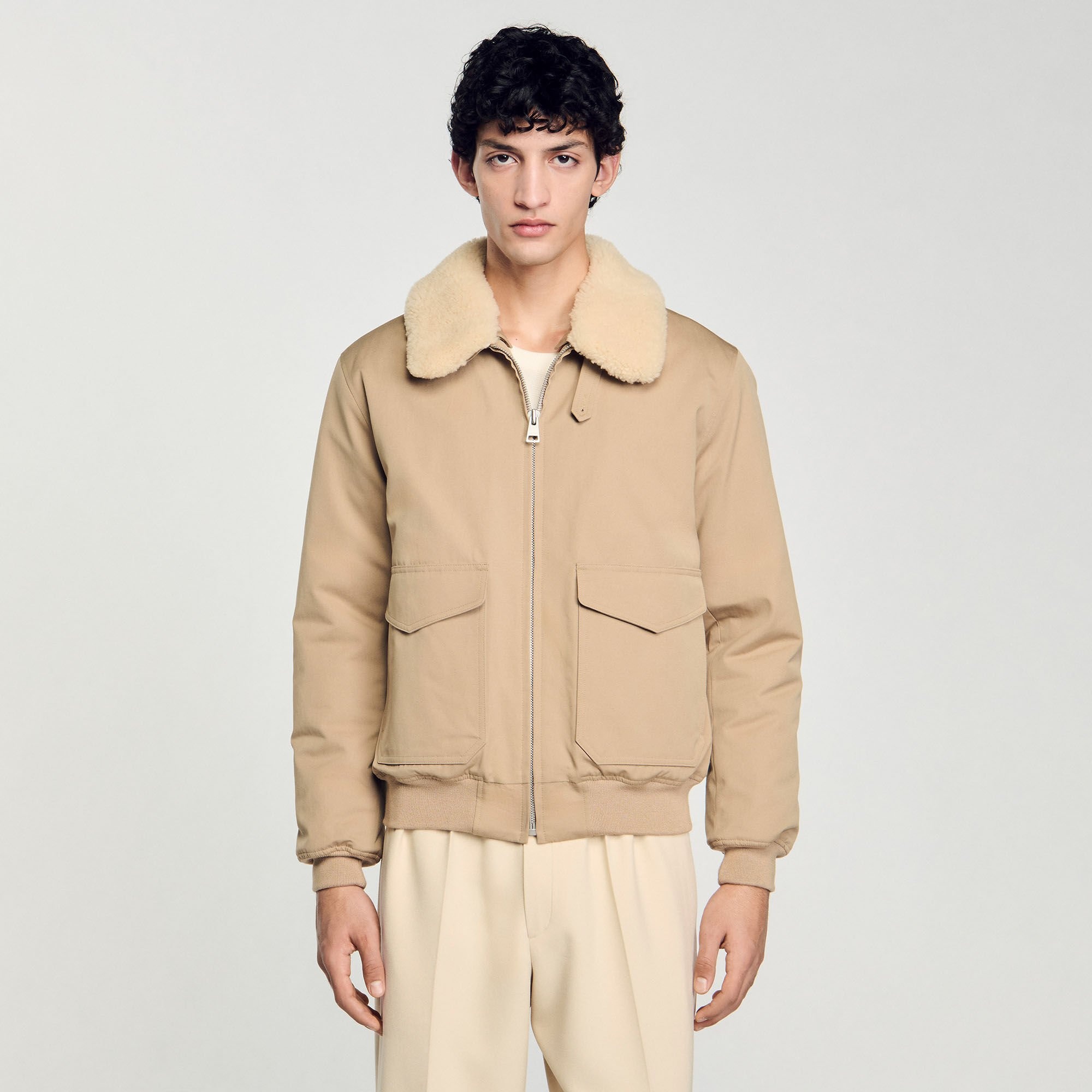 SHEARLING COLLAR AVIATOR JACKET - 4