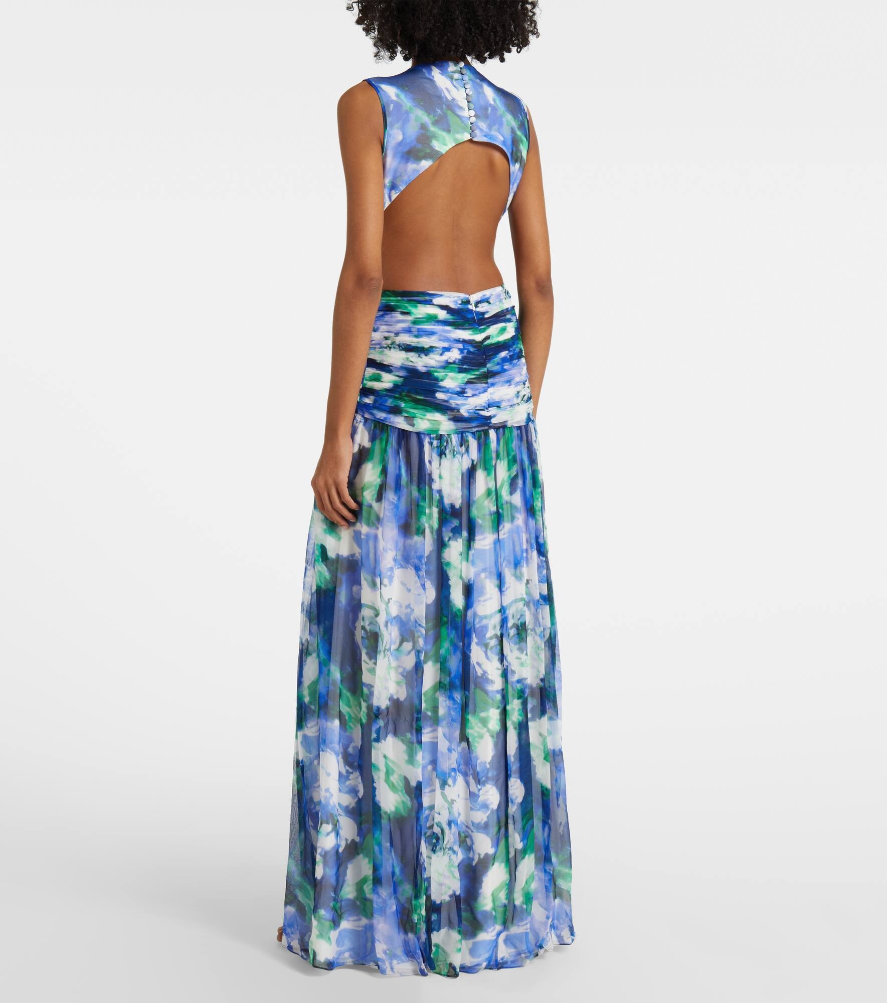 Floral cutout silk georgette gown - 3