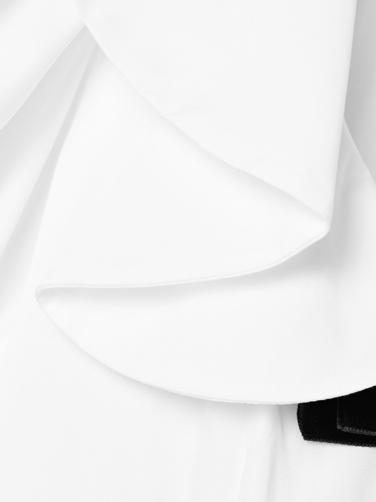 Velvet-trimmed ruffled cotton-poplin midi dress White - 4