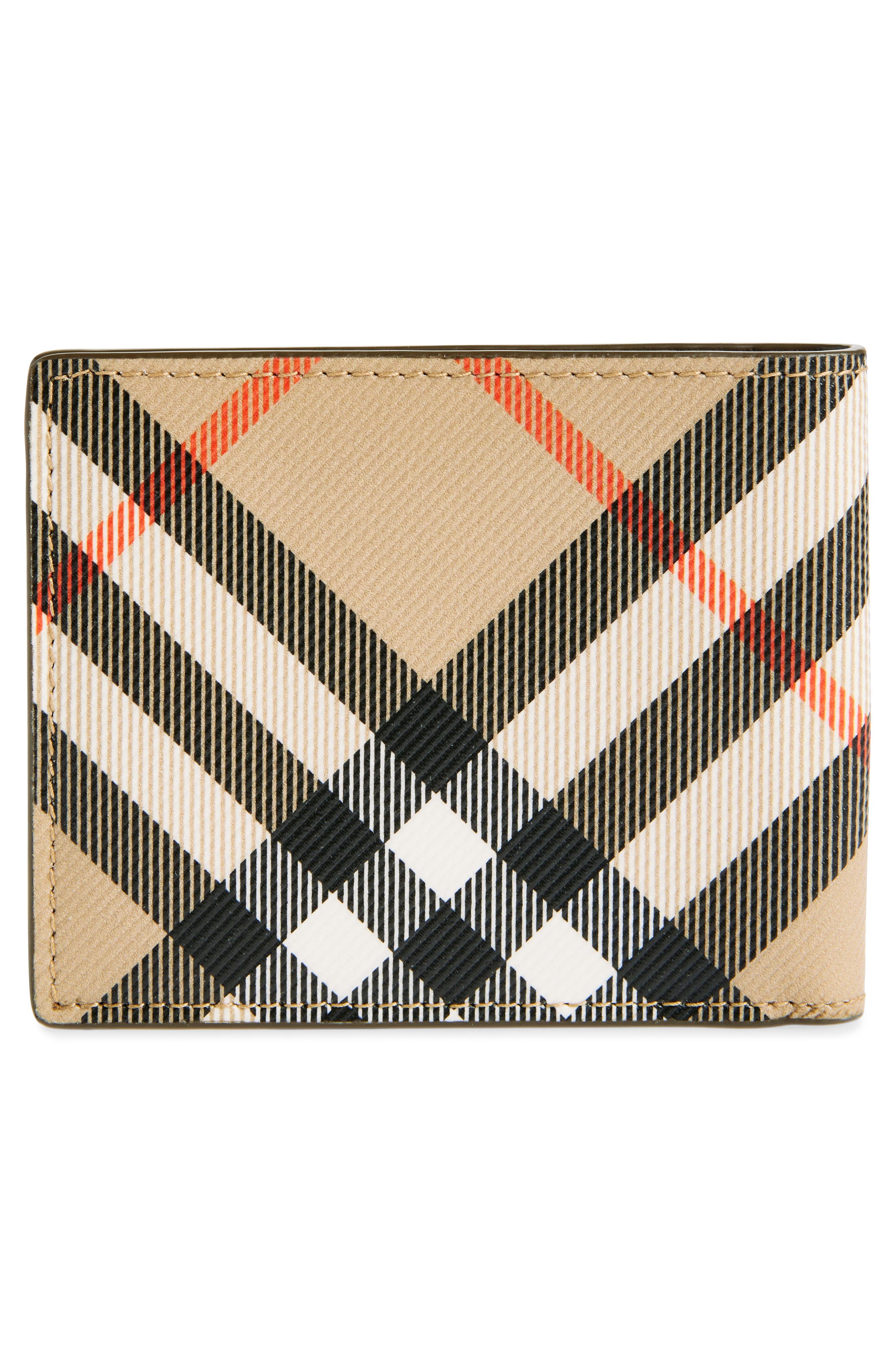 burberry Check Coated Canvas & Leather Bifold Wallet in Sand at Nordstrom - 3