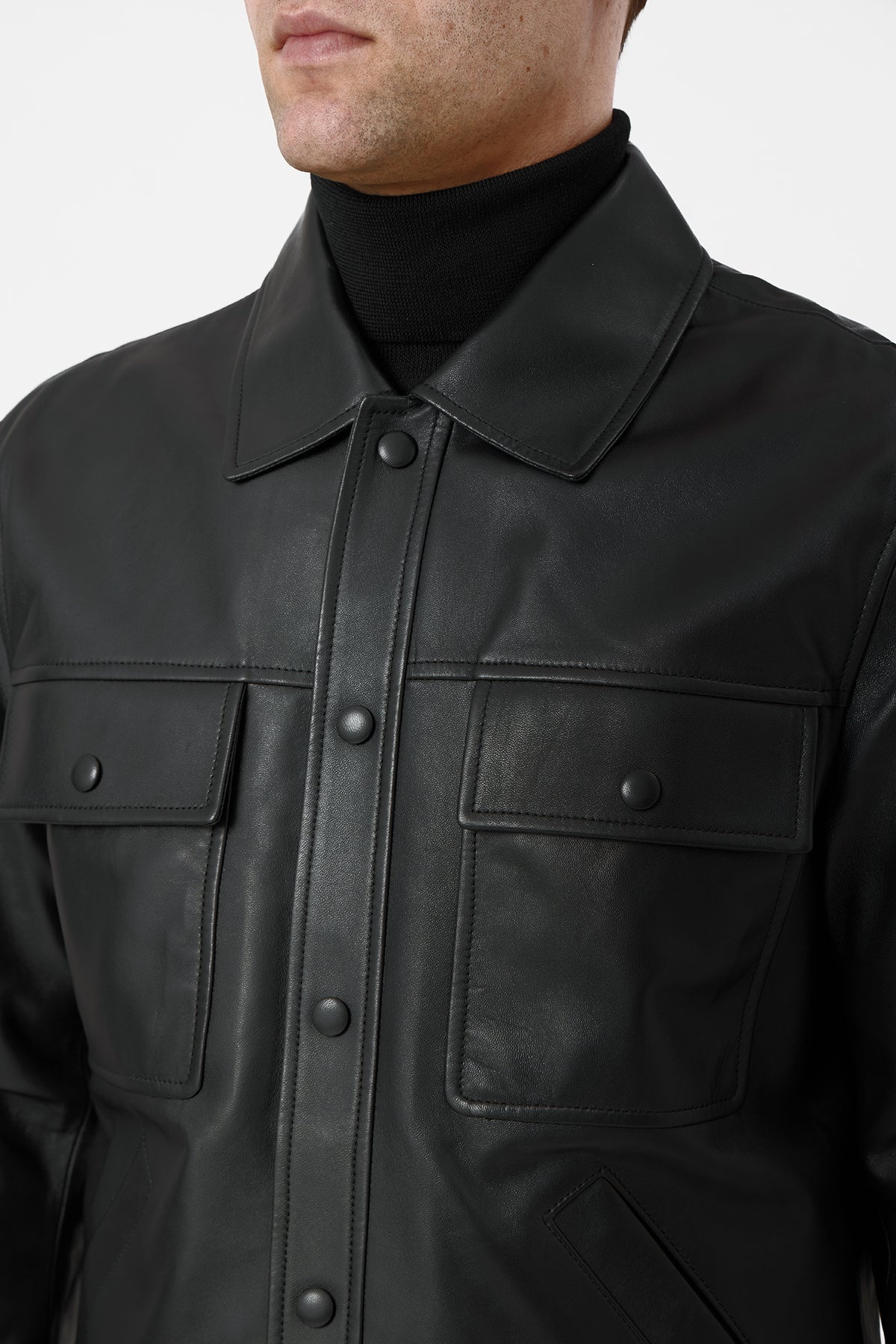 Levy Jacket in Black Nappa Leather - 4