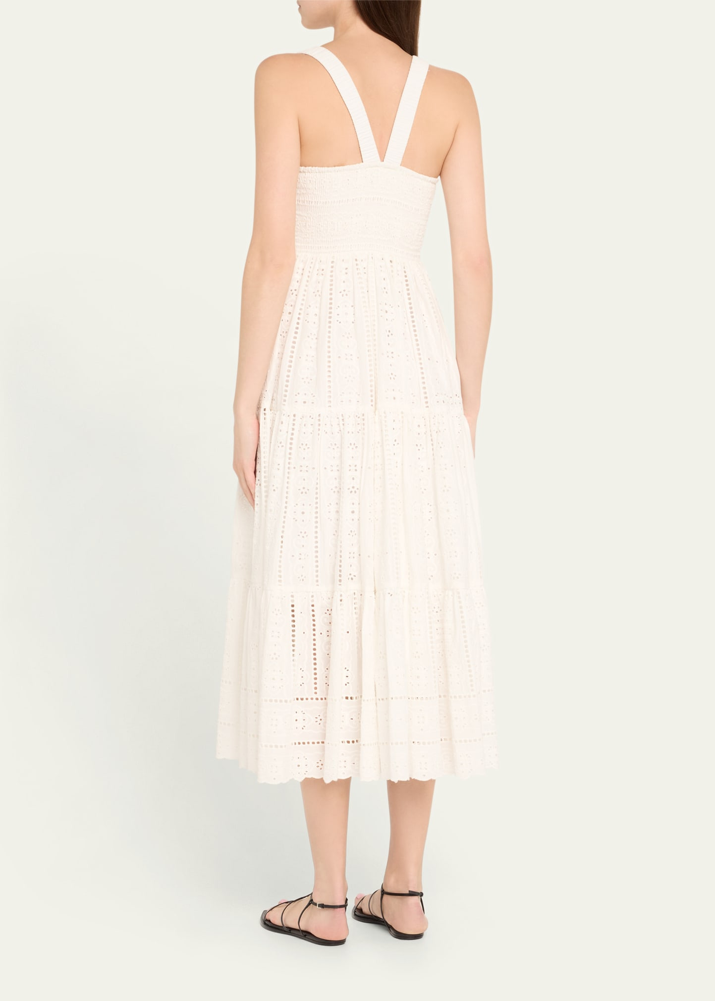 Taormina Cotton Eyelet Square-Neck Midi Dress - 3