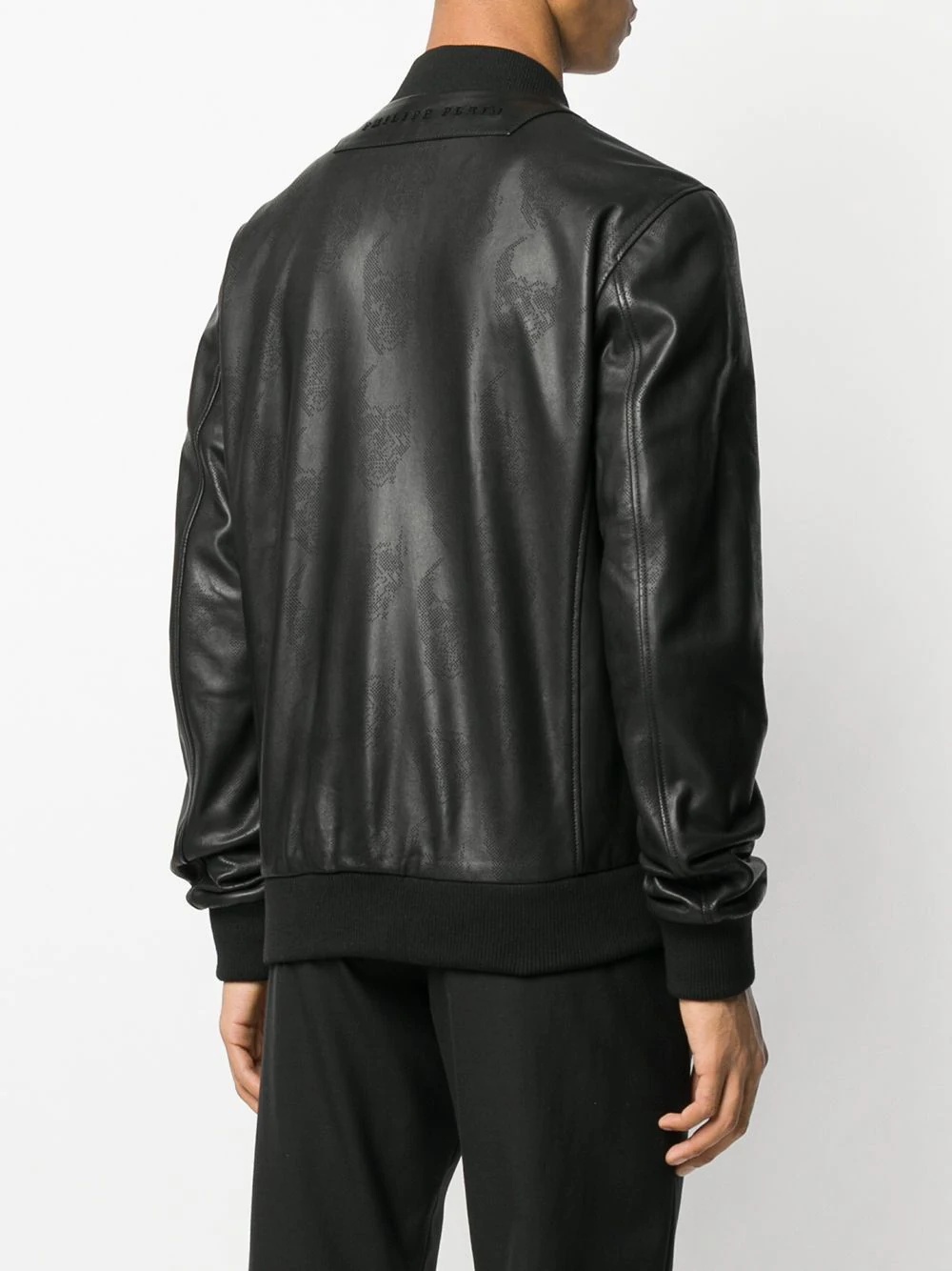 skull perforated bomber jacket - 4