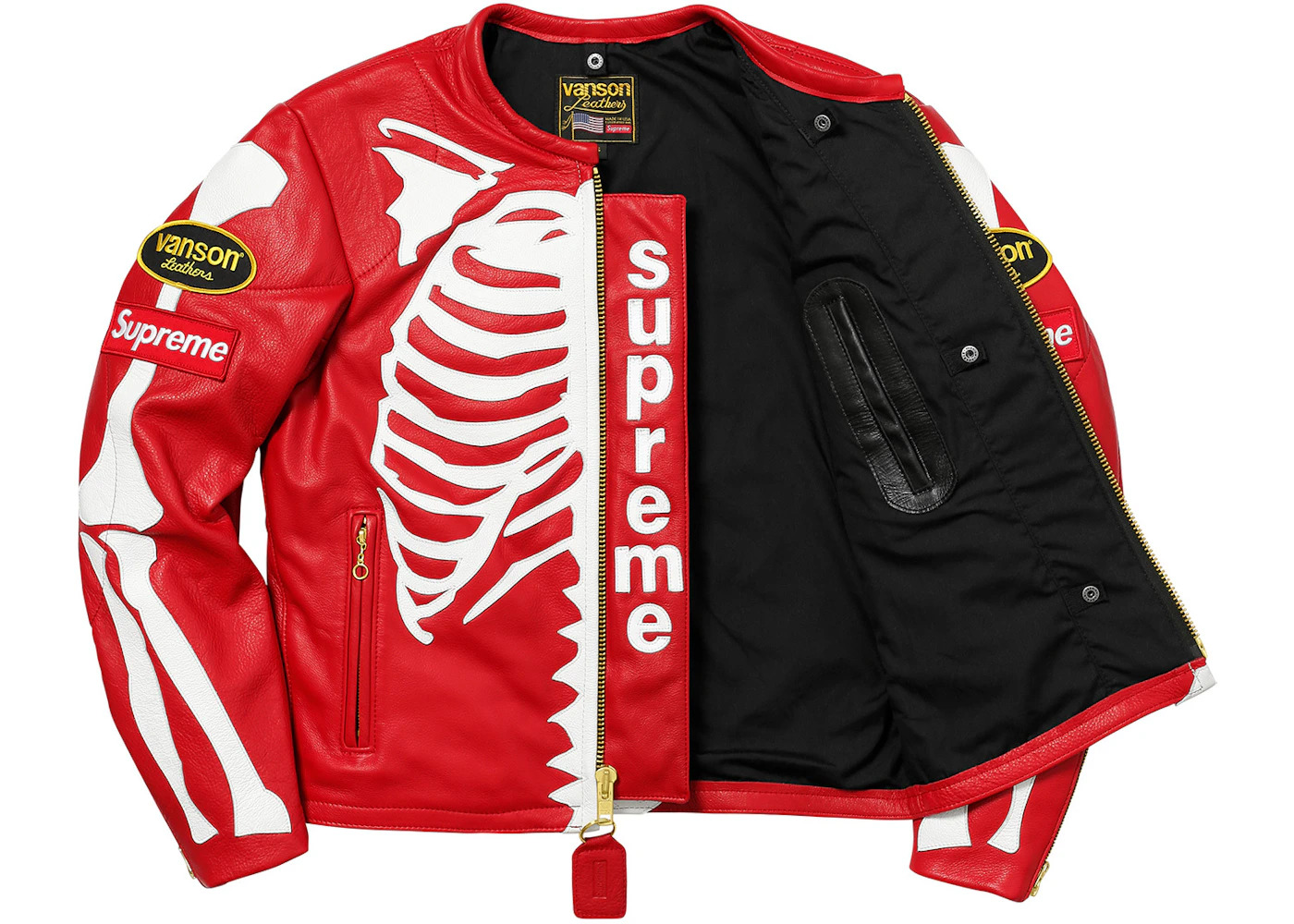 Supreme Vanson Leather Bones Jacket Red - 2