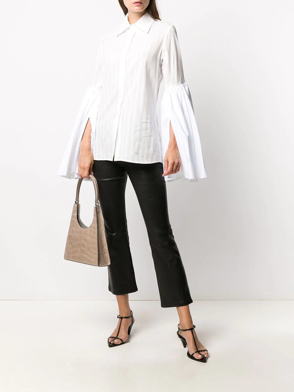 bell sleeve poplin shirt - 2