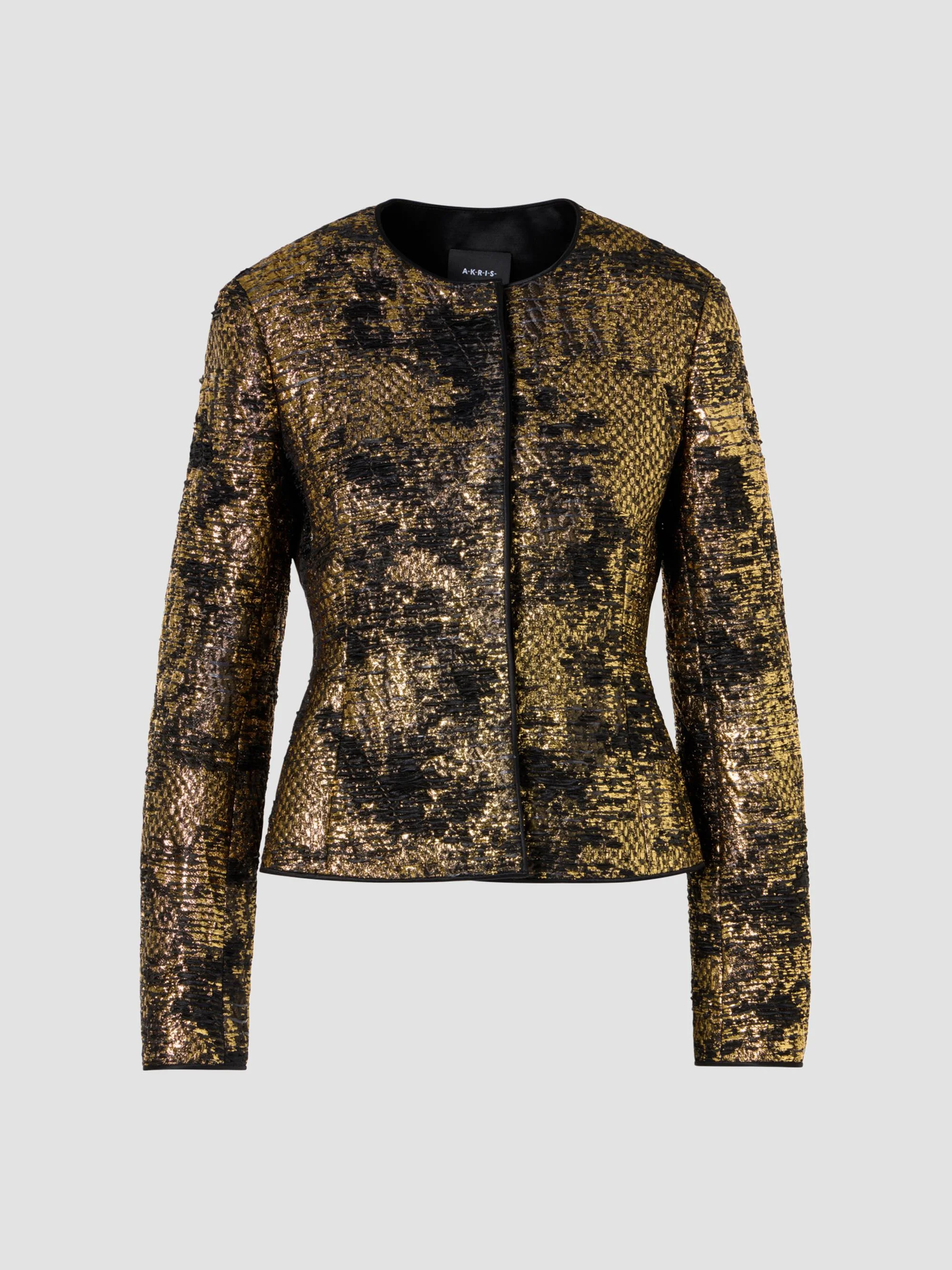 Women's Kelis Jacquard Silk Lamé Jacket - Gold Black - 1