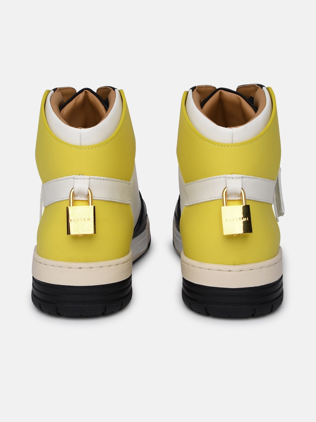 'AIR JON' WHITE AND YELLOW LEATHER SNEAKERS - 4