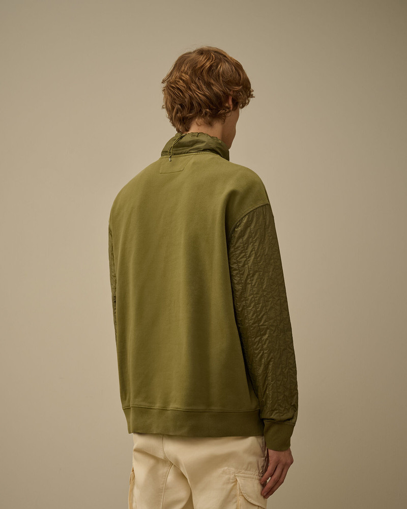 Diagonal Raised Fleece Mixed Half Zip Sweatshirt 4