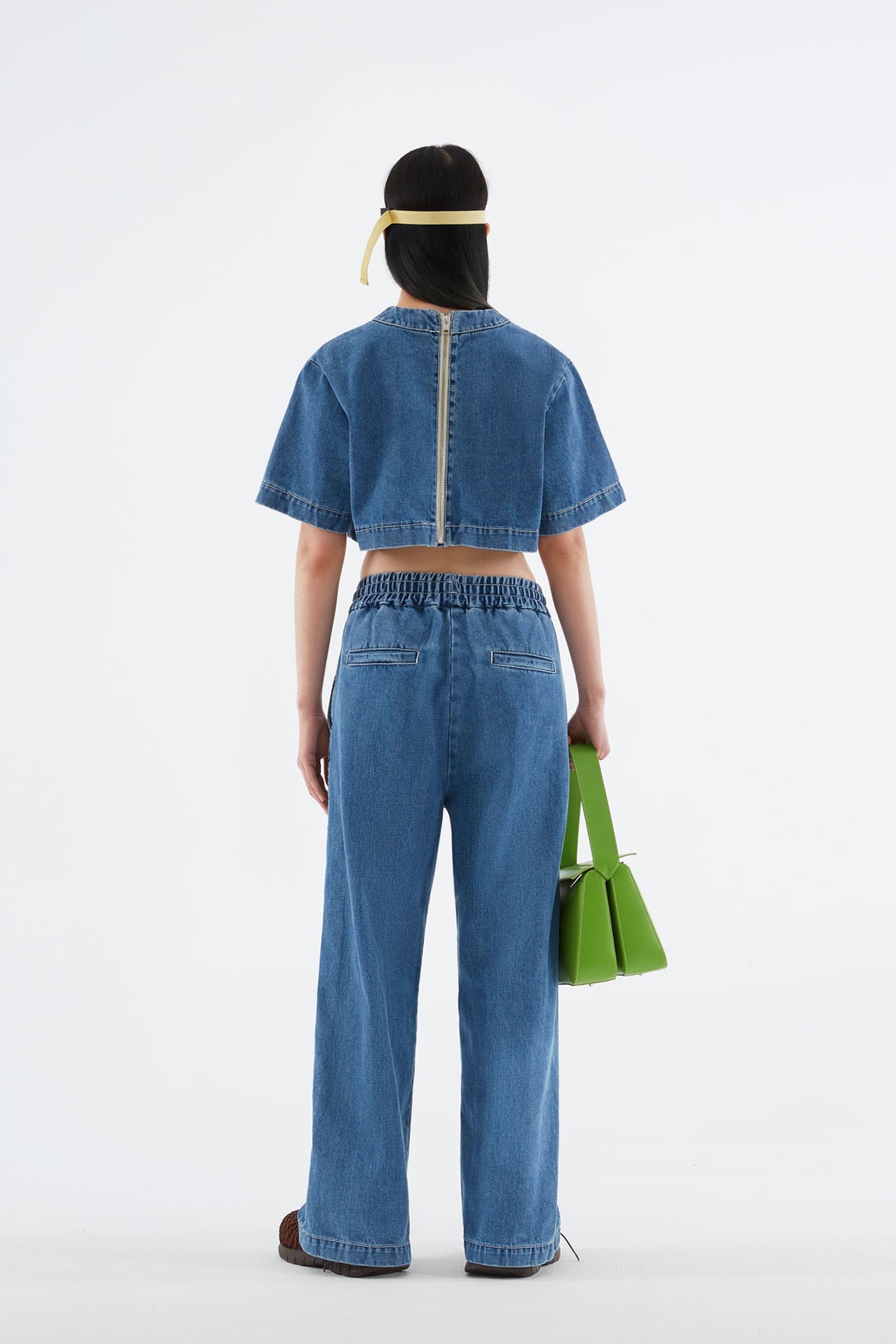 WASHED DENIM CROP TOP - 5