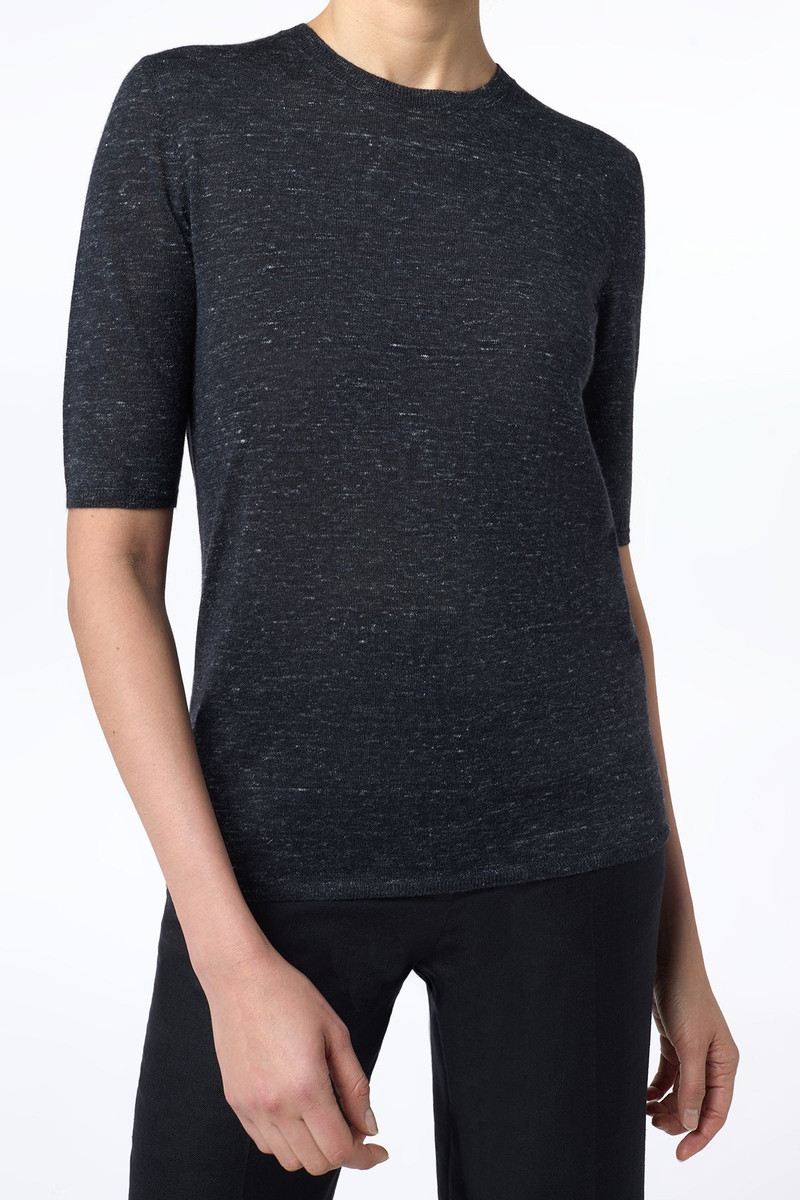 GABRIELA HEARST Chryse Knit T-Shirt in Black Cashmere Silk with Hemp outlook