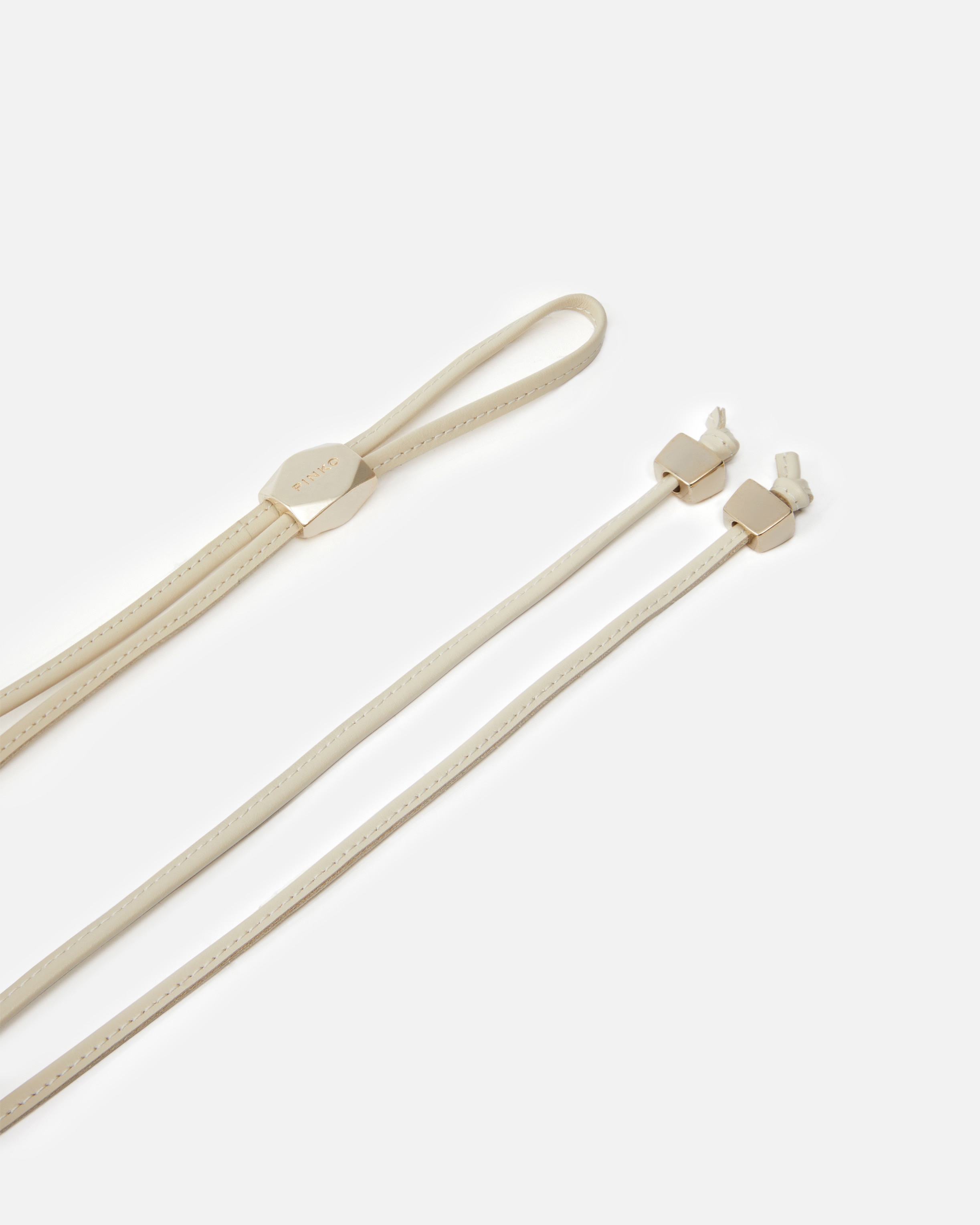 TUBULAR LEATHER BELT WITH GOLD METAL NUGGETS - 3