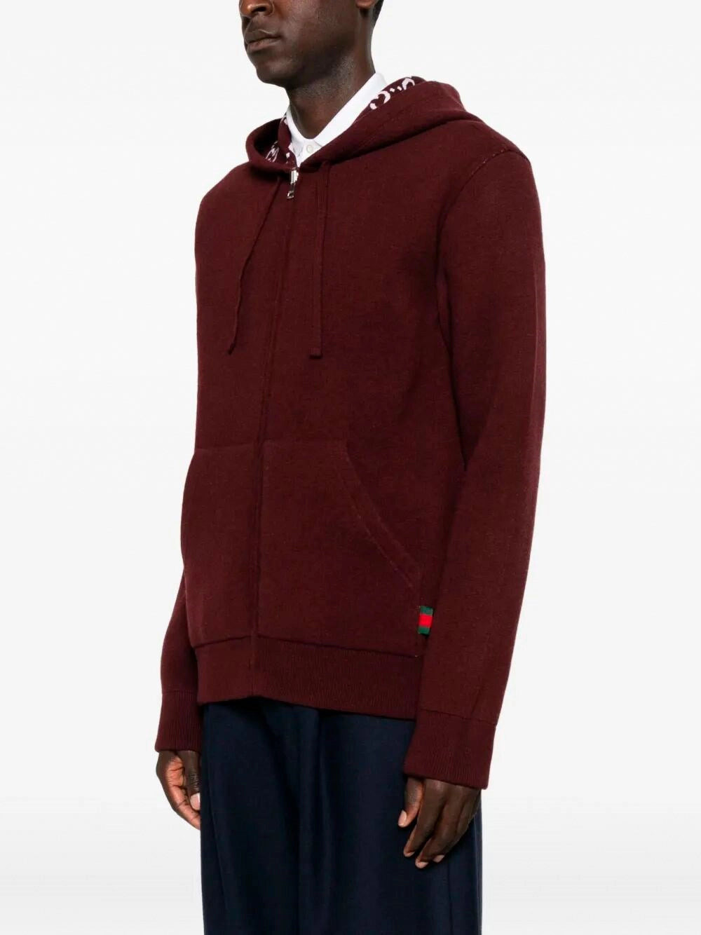 Gucci Men Reversible `Gg` Wool Hooded Zip Jacket - 5