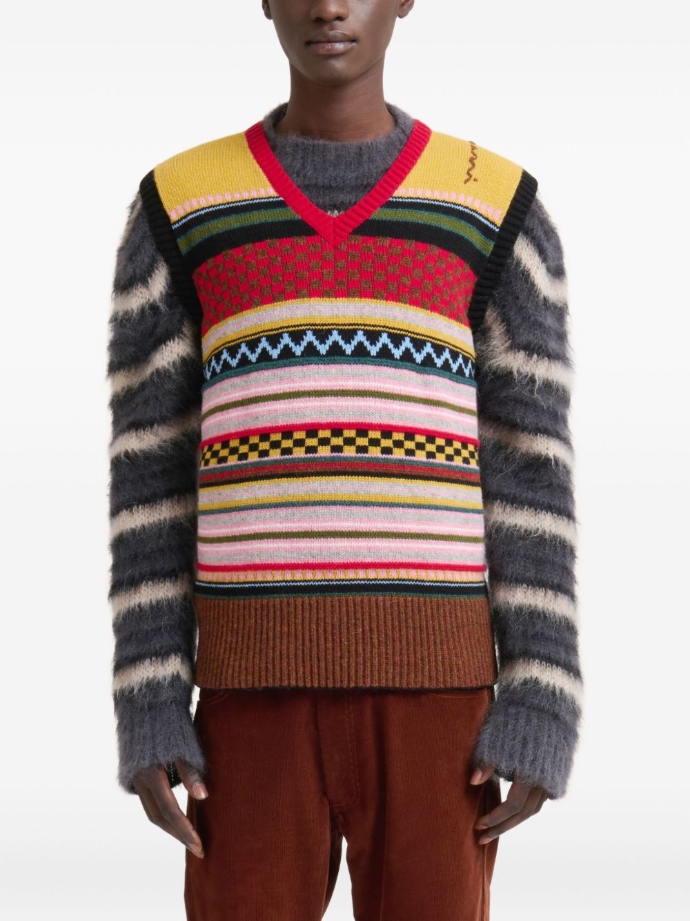 striped wool vest - 3