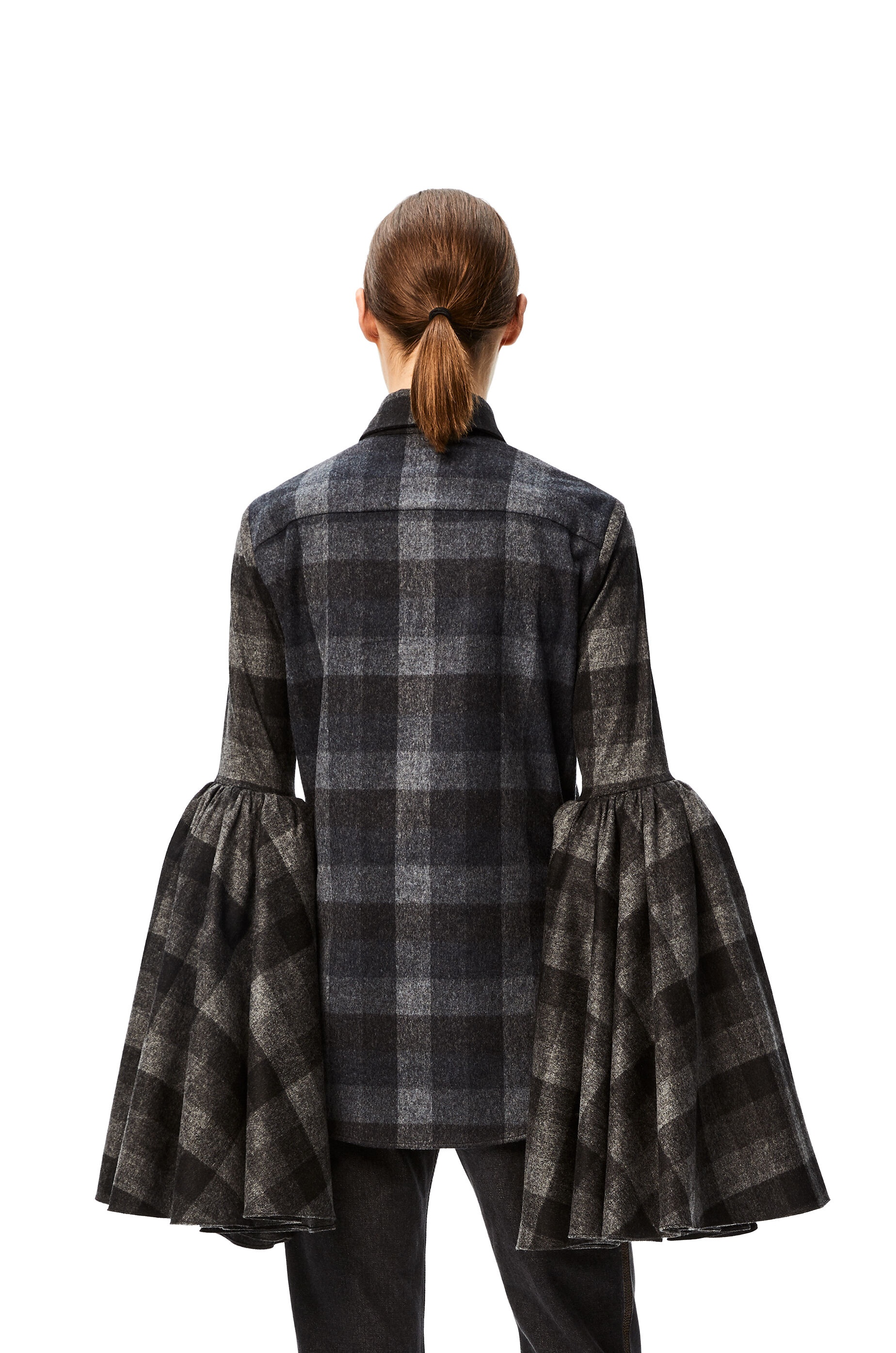 Bell sleeve shirt in check wool - 3