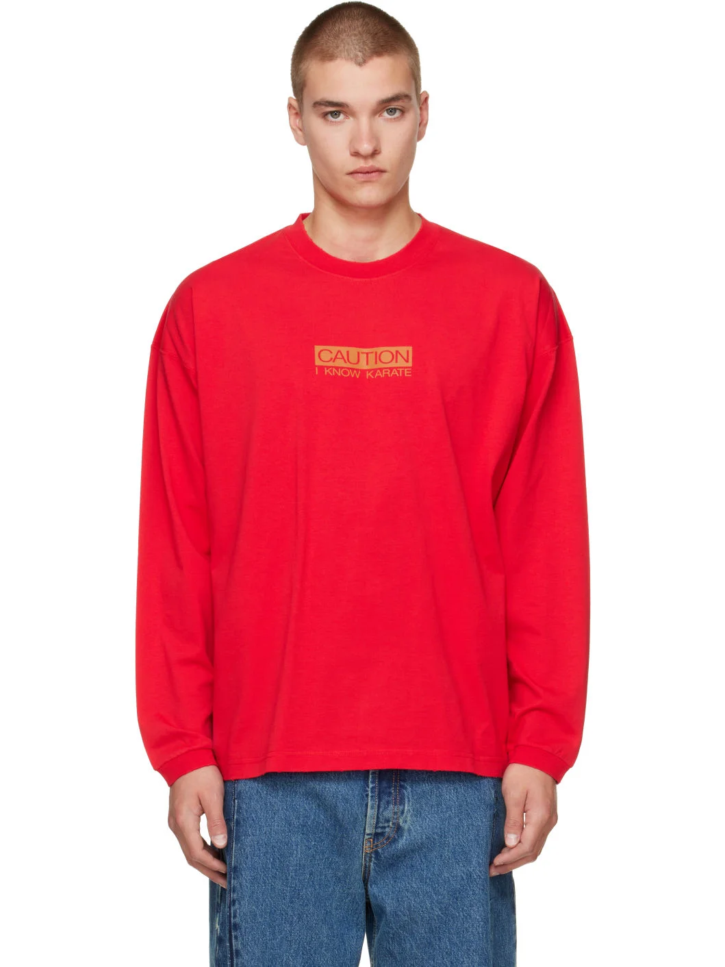 Red 'Caution I Know Karate' Longsleeve T-shirt - 1
