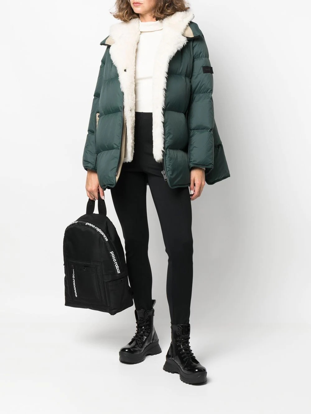 shearling parka coat - 2