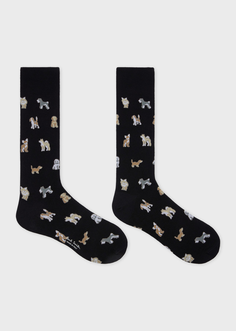 Paul Smith Black Cotton-Blend 'Dogs' Socks outlook