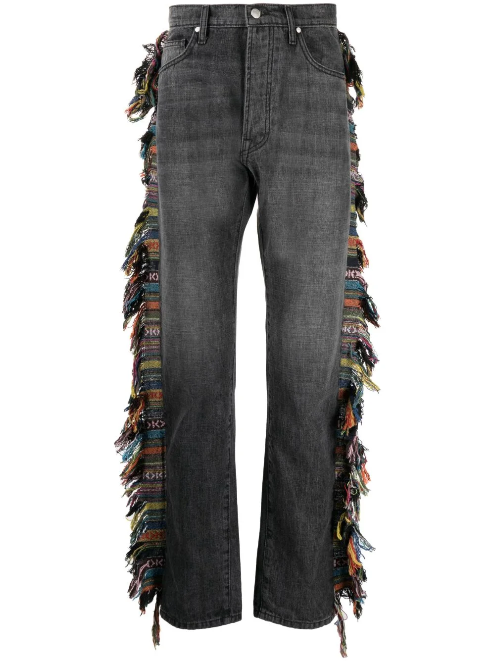 logo-print fringed jeans - 1