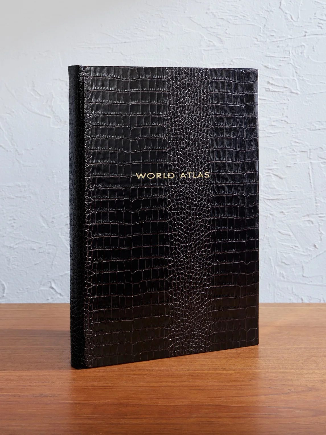 Large Croc-Effect Leather World Atlas - 1