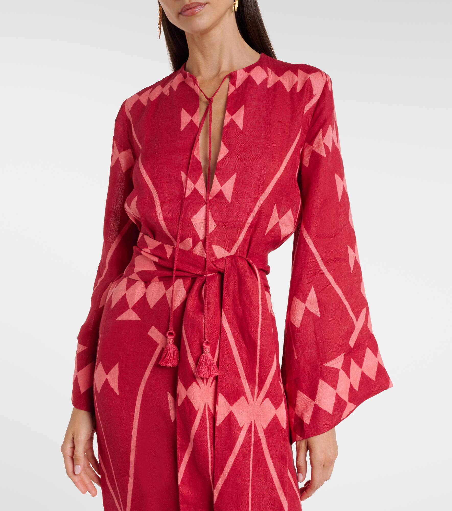 Printed linen maxi dress - 7