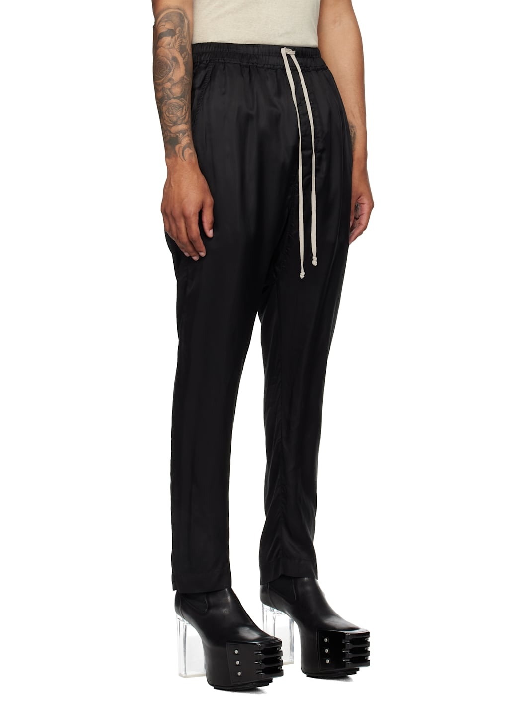 Black Concordians Drawstring Long Trousers - 2