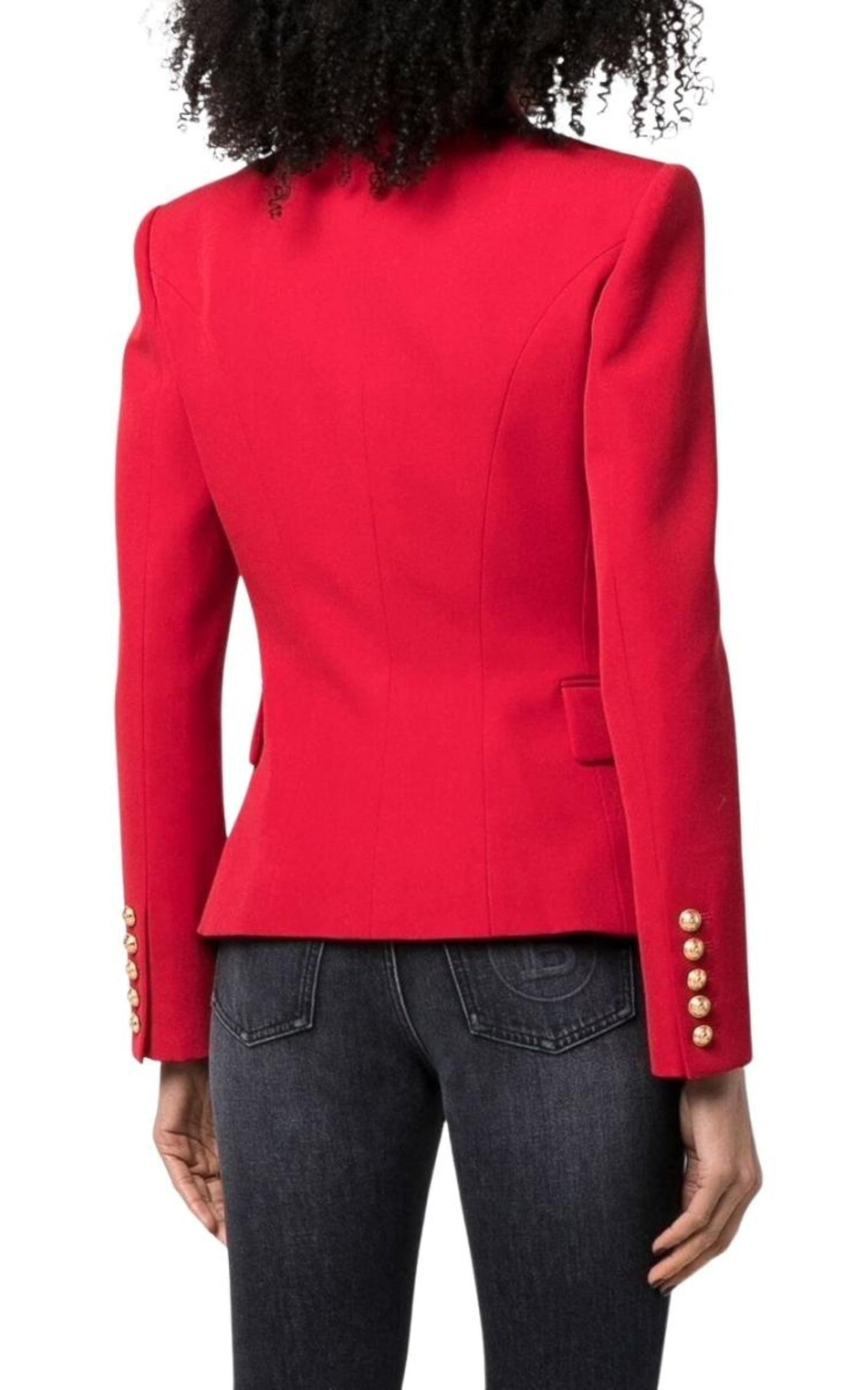 Double Breasted Tailored Wool Blazer - 4