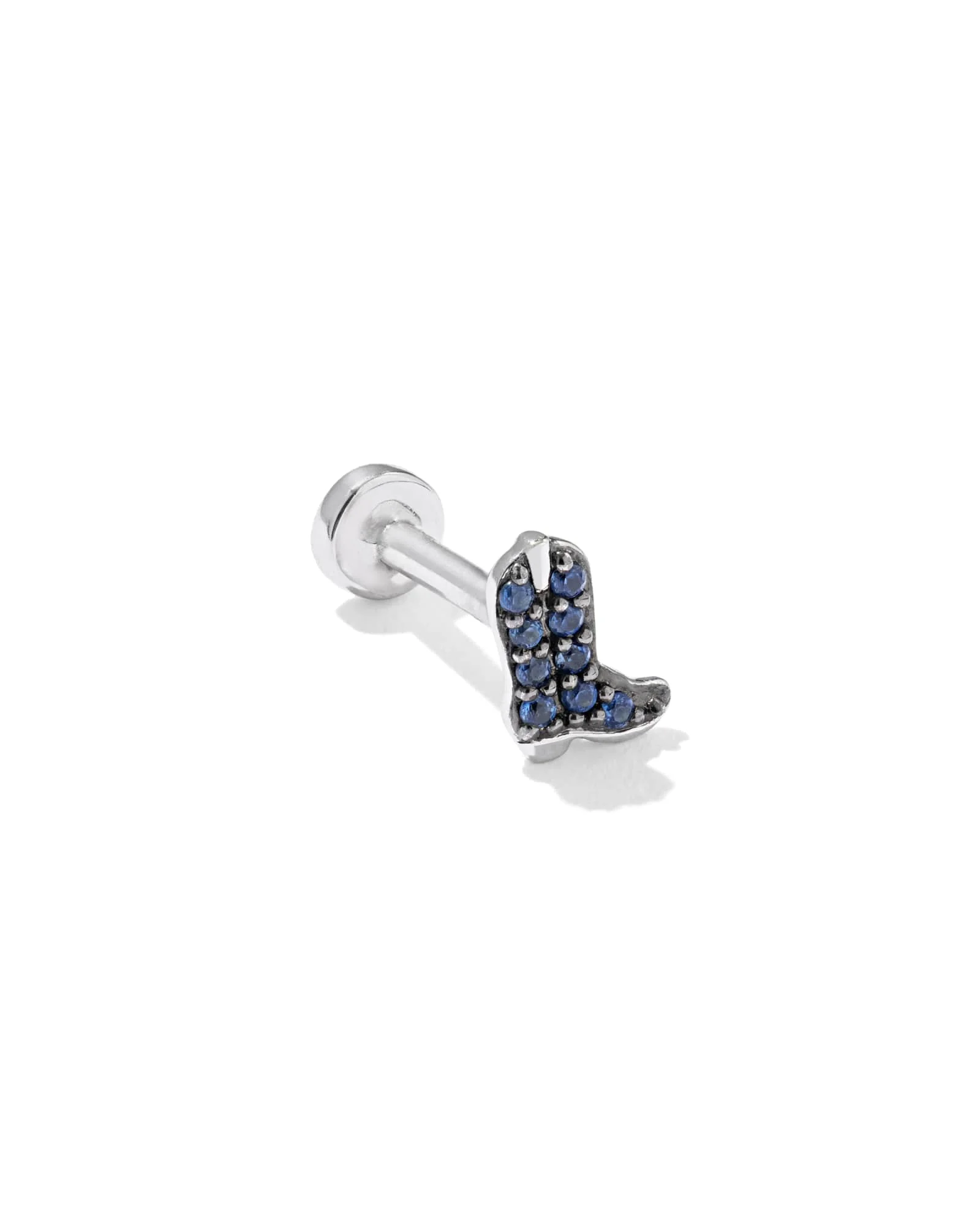 Tiny Cowboy Boot 14k White Gold Single Stud - 1