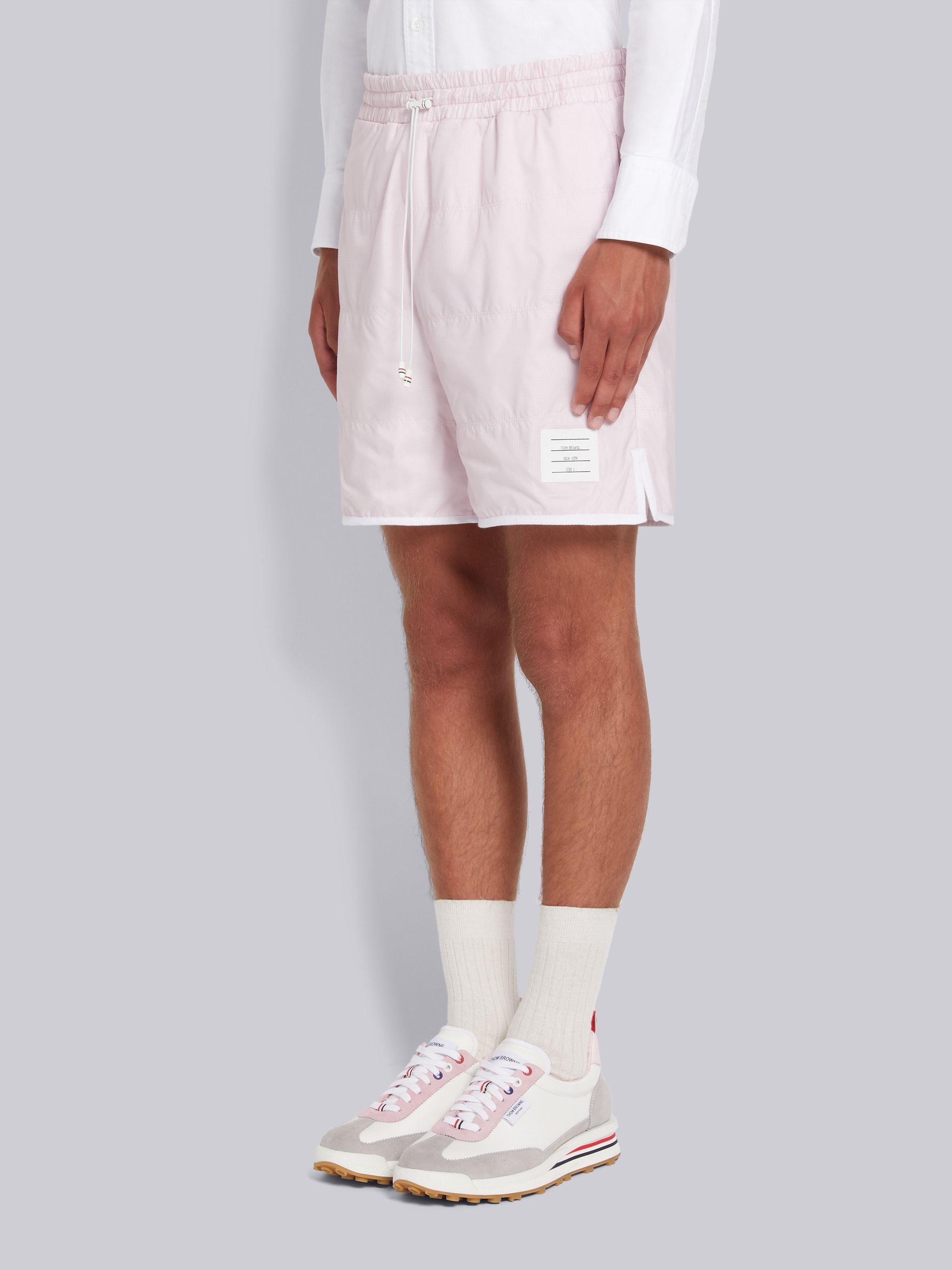 Light Pink Quilted Ripstop Jersey Lining Track Short - 2