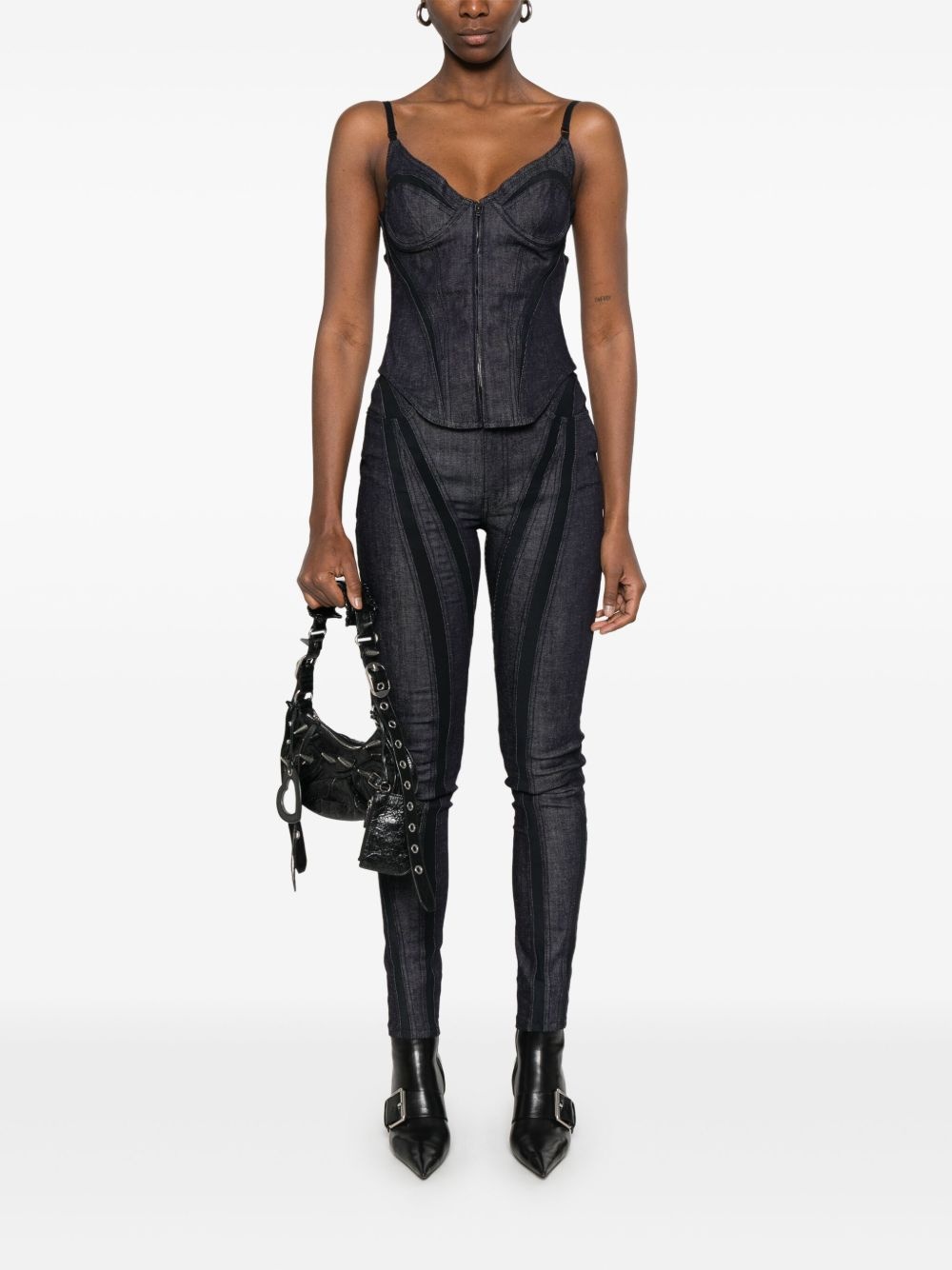 mesh-panel skinny jeans - 2