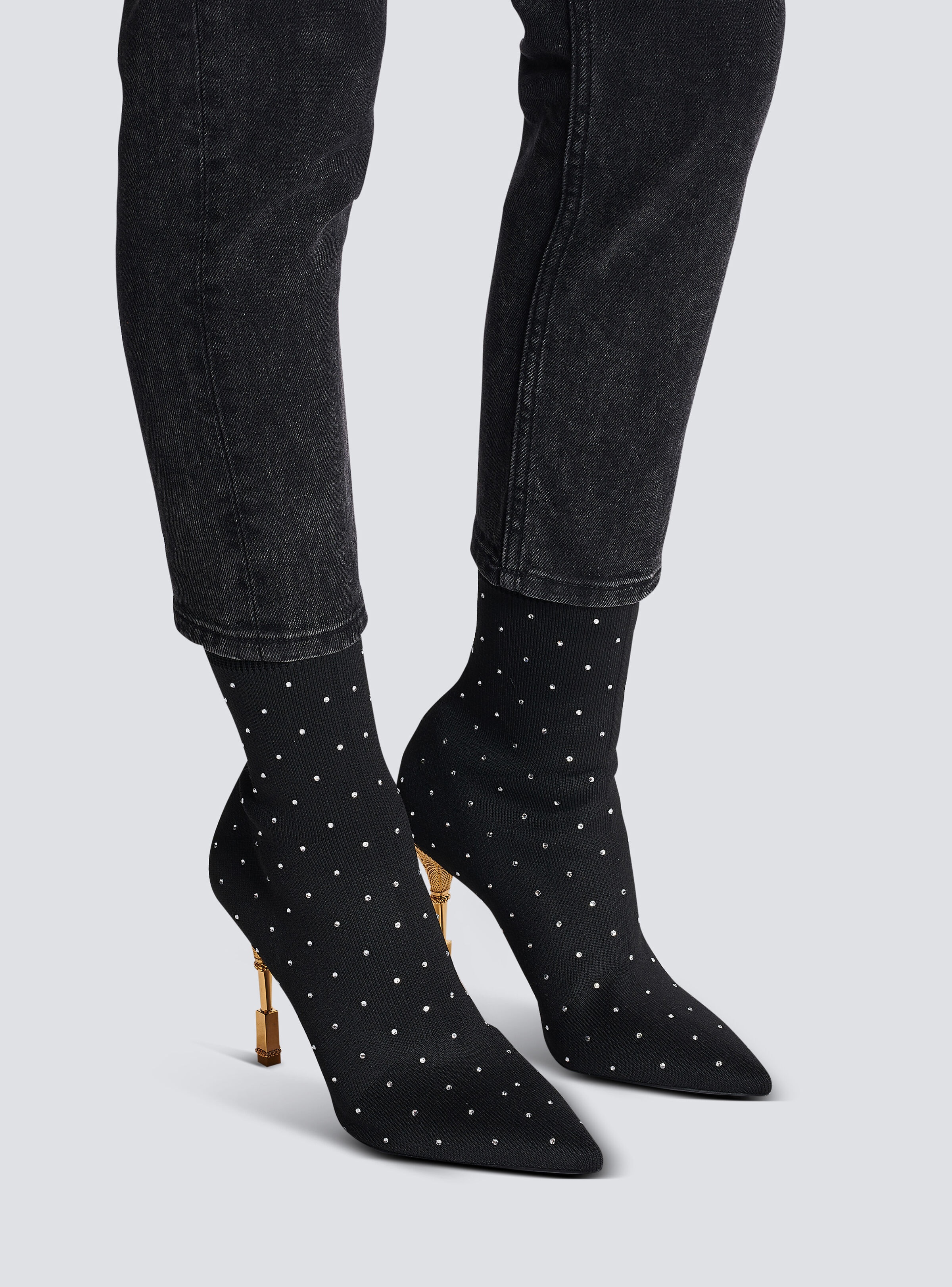 Moneta rhinestoned knit ankle boots - 8