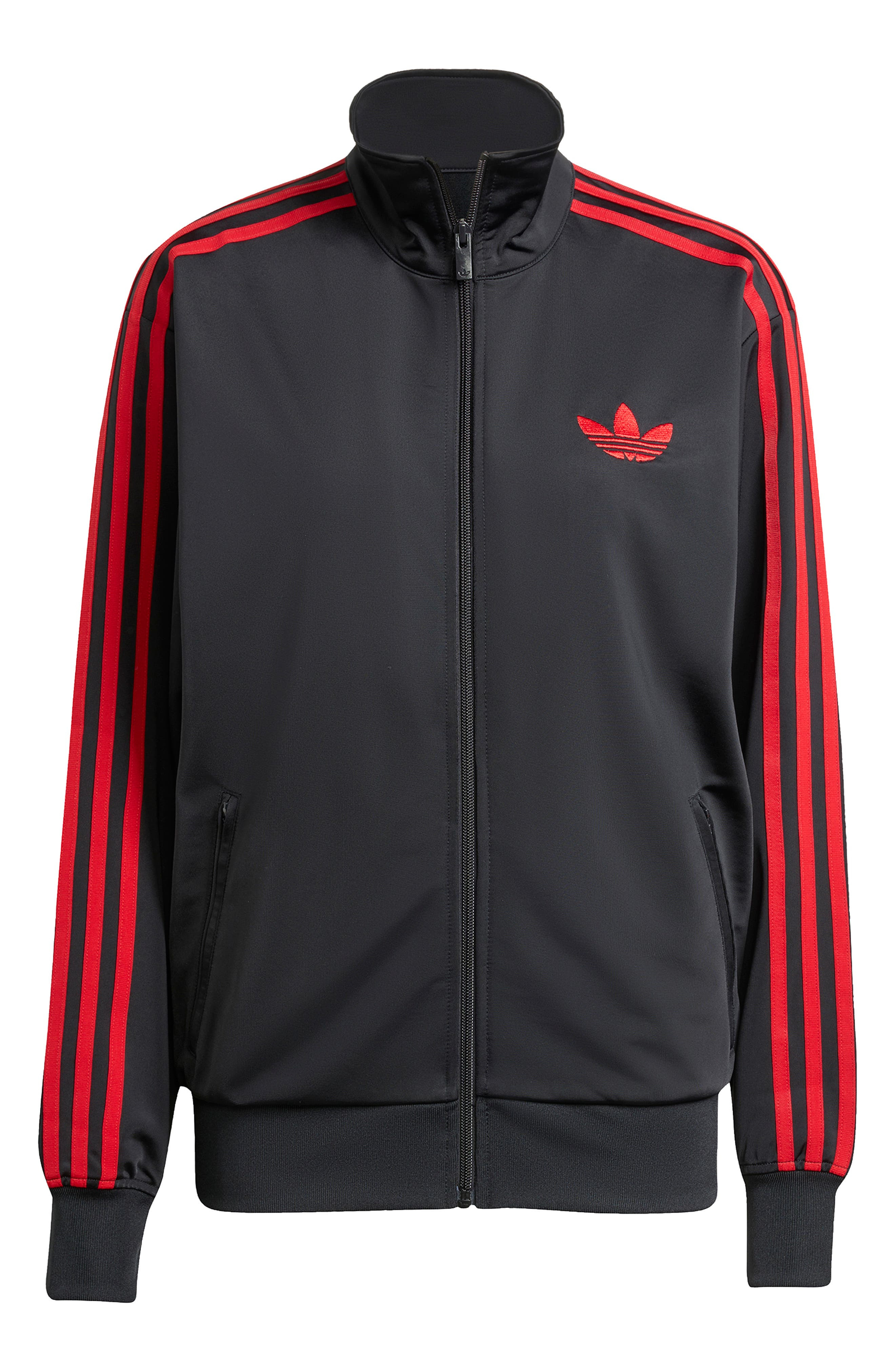 adidas Firebird Recycled Polyester Track Jacket in Black/Better Scarlet at Nordstrom - 3