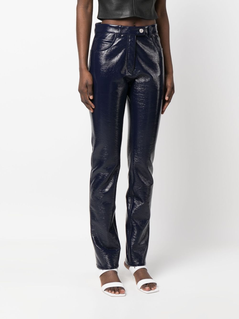 straight-leg vinyl trousers - 3