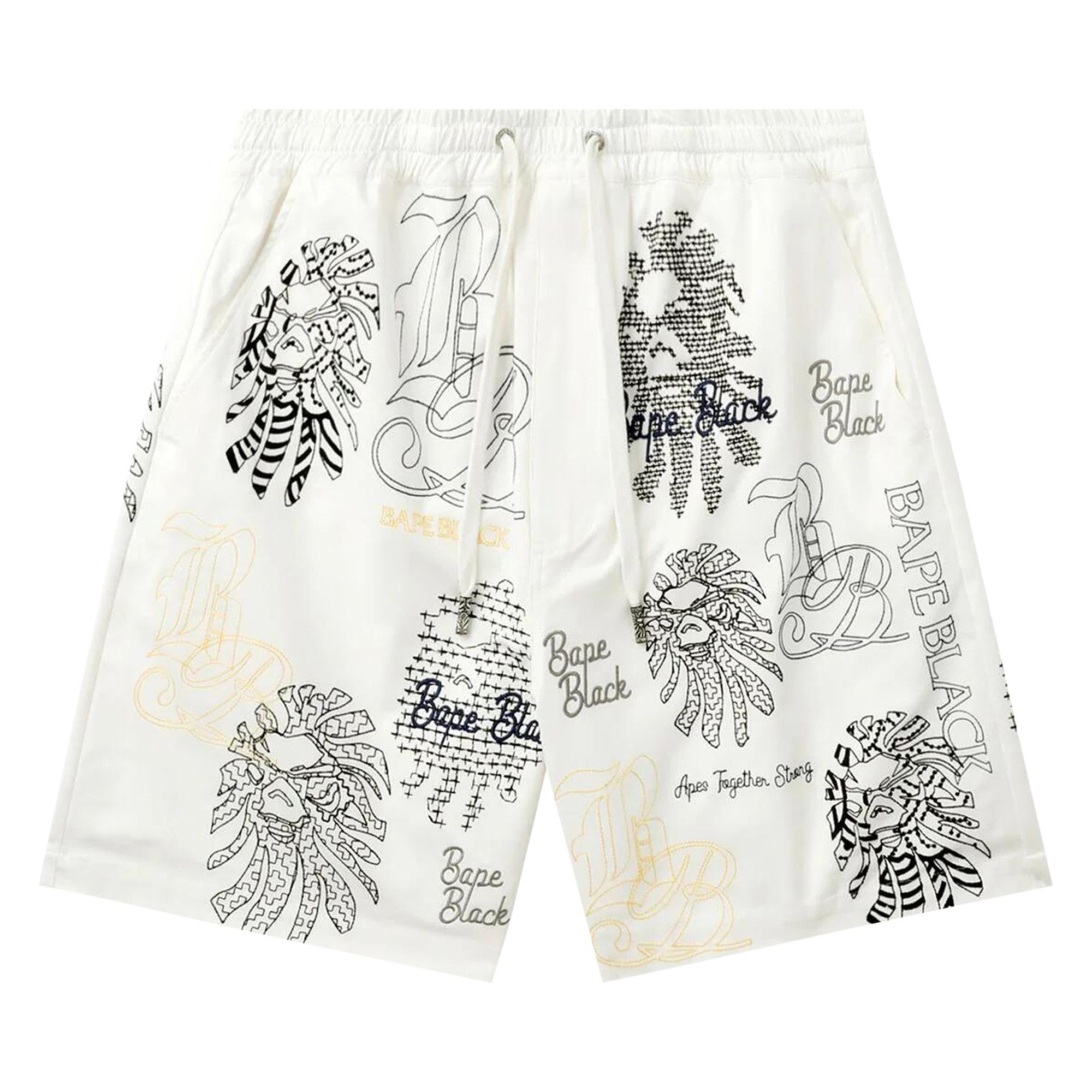 BAPE Black Bape Graphic Stitch Shorts 'White' - 1