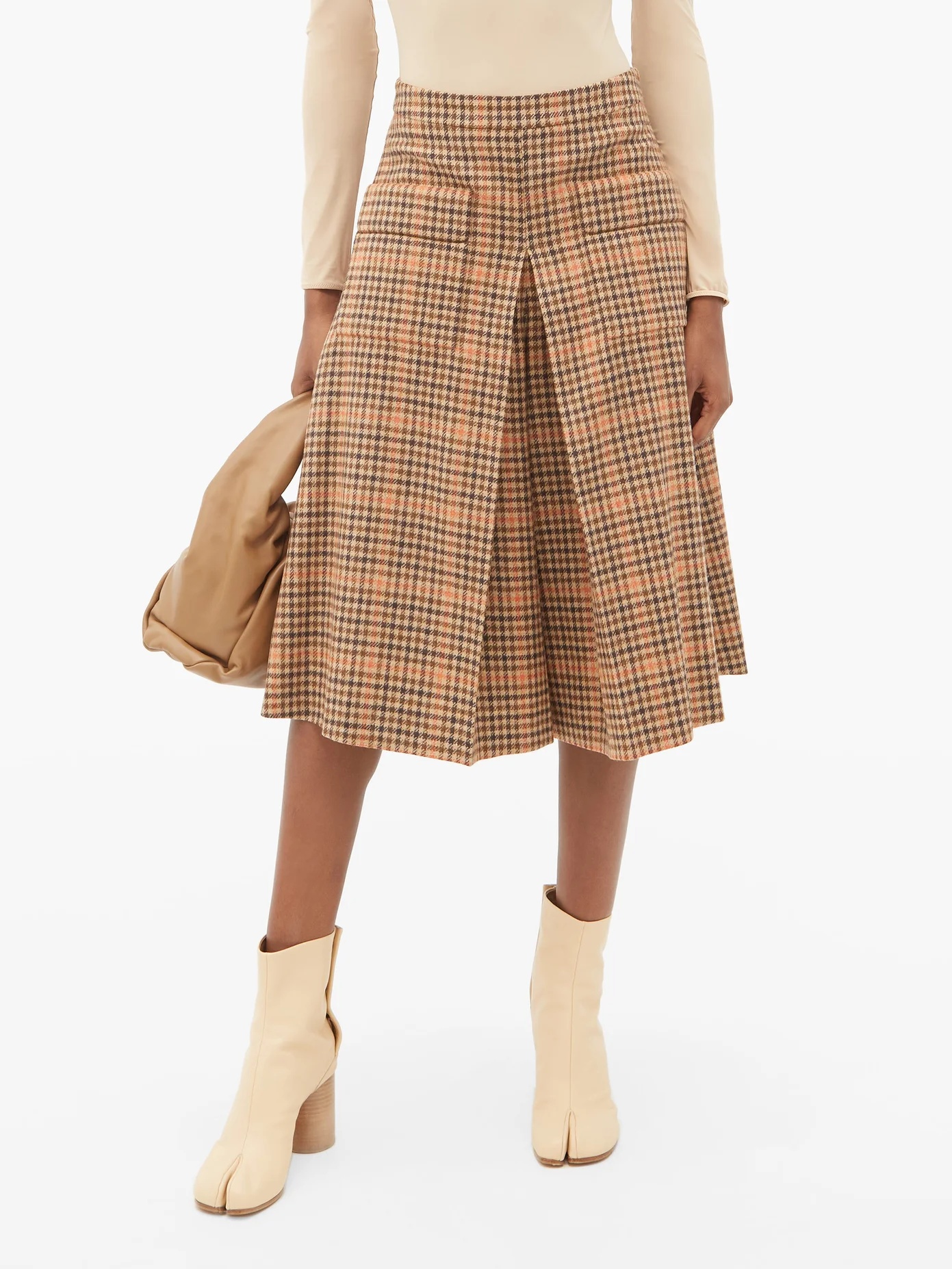 Pleated checked wool culottes - 6