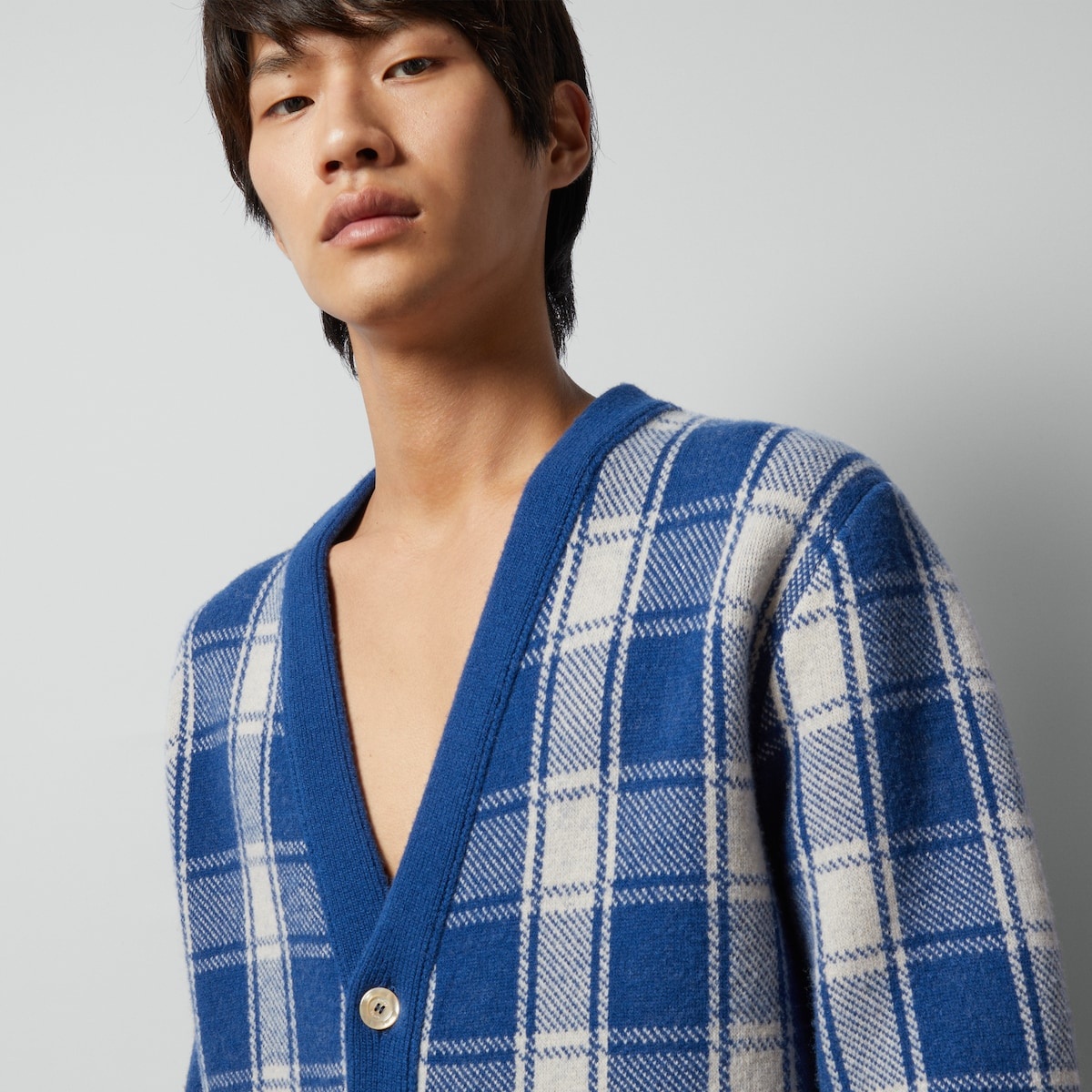 Reversible checked wool cardigan - 3