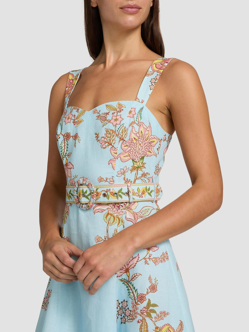 Women's Riah Floral Cotton-Linen Belted Midi-Dress - Blue 6