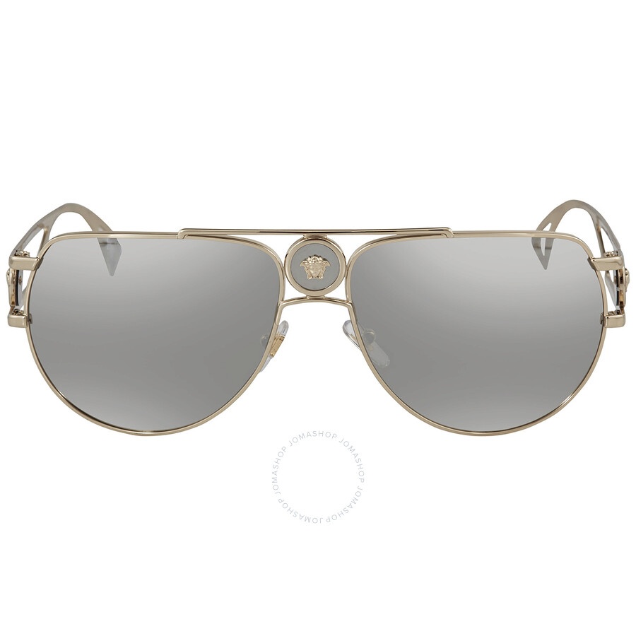 Versace Light Grey Mirror Silver Pilot Men's Sunglasses VE2225 12526G 60 - 2