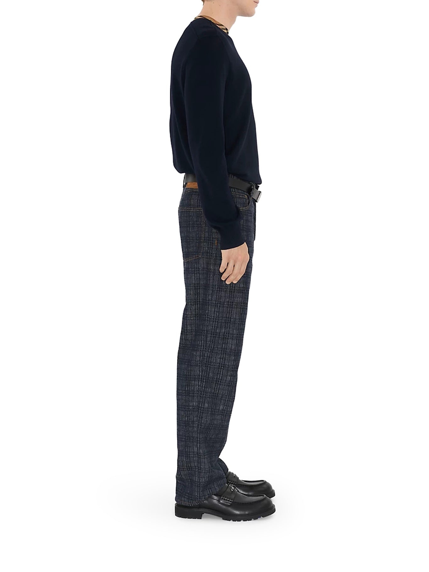 WOOL PULLOVER WITH CHECK FINISHES - 5