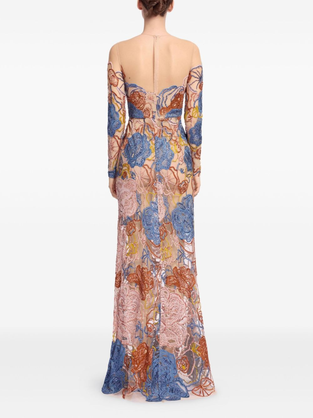 floral-embroidered sequin maxi dress - 2