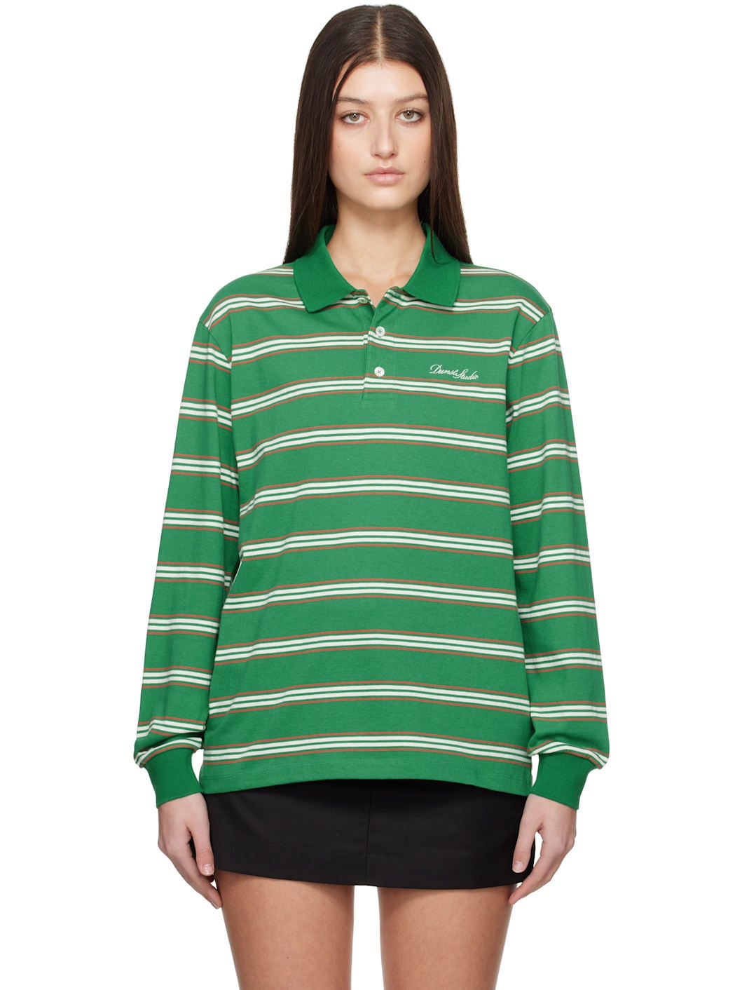 Dunst ♥ UNISEX MULTI STRIPE COLLARED T-SHIRT Dunst Green Multi Stripe Collared Polo | REVERSIBLE