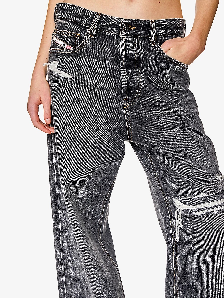 1996 D-Sire distressed wide-leg low-rise jeans - 5